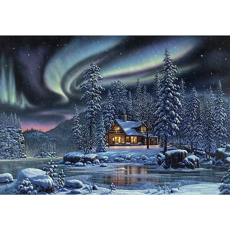 Winter Countryside - Full Round Drill Diamond Painting - 60x40cm(Canvas)