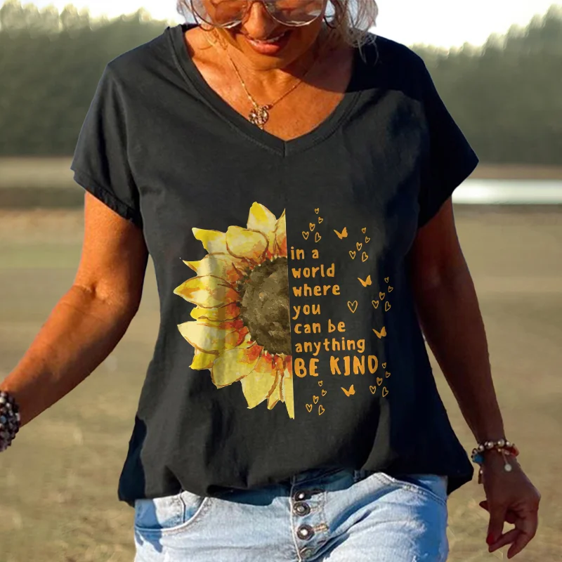 In A World Where You Can Be Anything Be Kind Printed Women's T-shirt