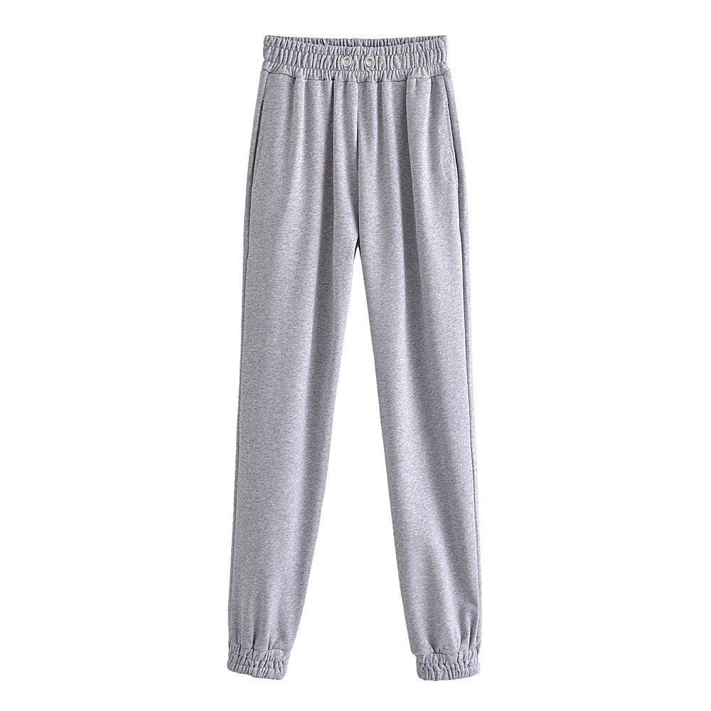 Spring Tide Loose Tappered Elastic High Waist Straight Casual Trousers Harem Sweatpants Women