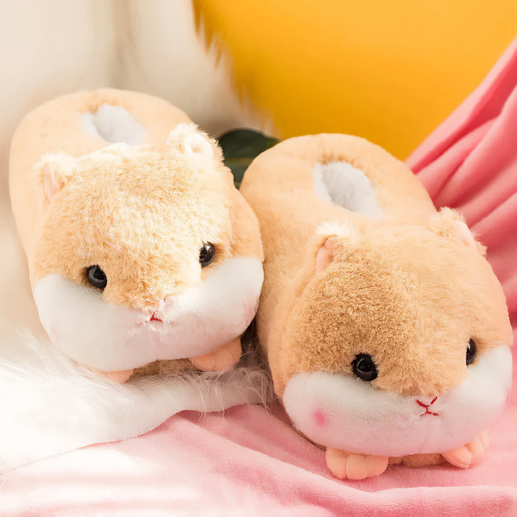 Cute Hamster Plush Slippers - Gotamochi Kawaii Shop, Kawaii Clothes
