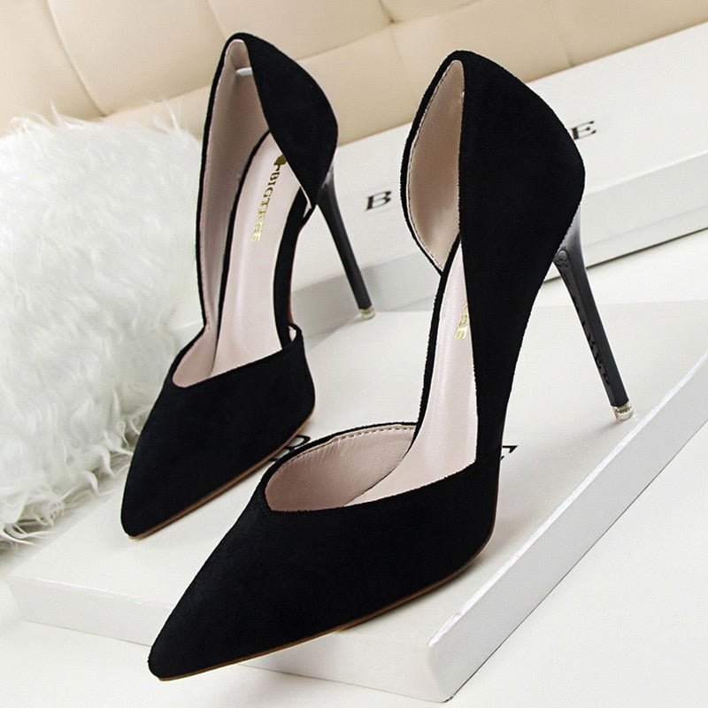 BIGTREE Shoes Suede Woman Pumps Ladies Stiletto Women Shoes Red Pink Black Wedding Shoes High Heels 2022 Women Basic Pump Shoes