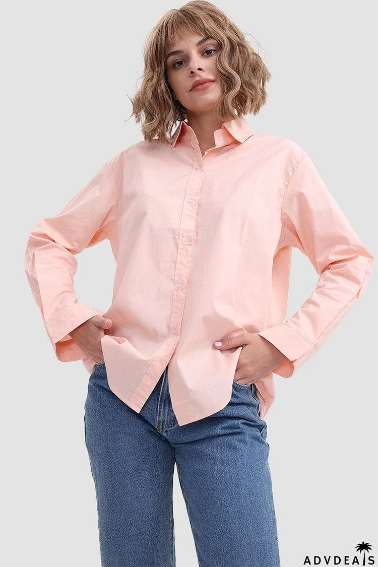 Lapel Collor Solid Button Shirt