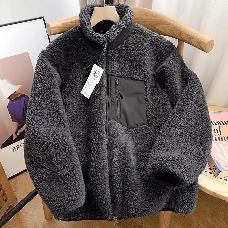Fashion Lamb Plush Jacket Women's Autumn Winter New Pocket Zipper Long Sleeve Loose Stand Collar Comfort Warm Jacket for Women Fashion Lamb Plush Jacket Women's Autumn Winter New Pocket Zipper Long Sleeve Loose Stand Collar Comfort Warm Jacket for Women