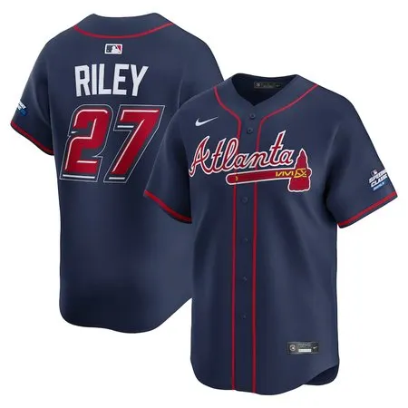 Men's Atlanta Braves #27 Austin Riley  Navy 2025 MLB Speedway Classic Alternate Limited Player Jersey