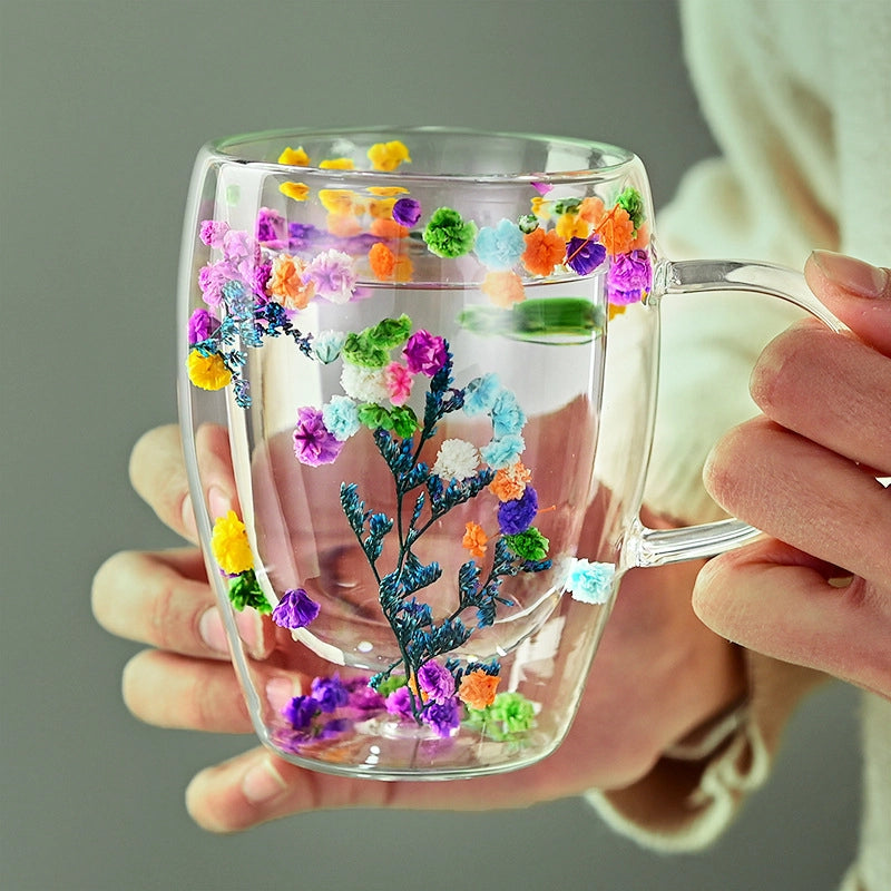 Casual Vacation Flower Borosilicate Glass Mug 1 Piece