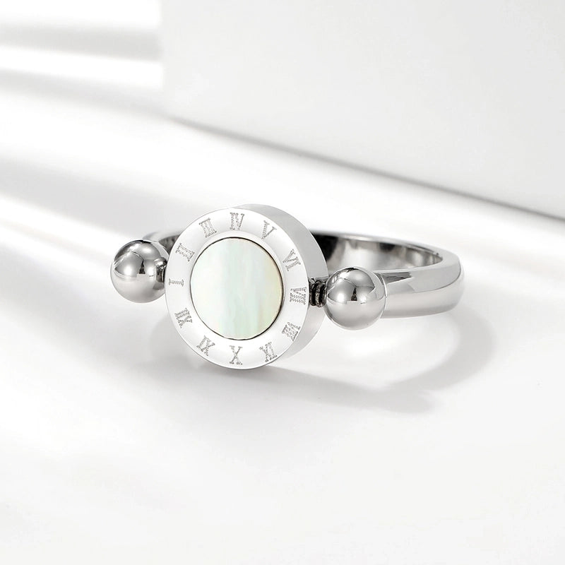 Elegant Roman Style Shell Stainless Steel Patchwork Plating Shell 18k Gold Plated Rings3