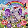 DIY Pearl Painting Baby Elephant for Home Decor with Frame(25x25cm)