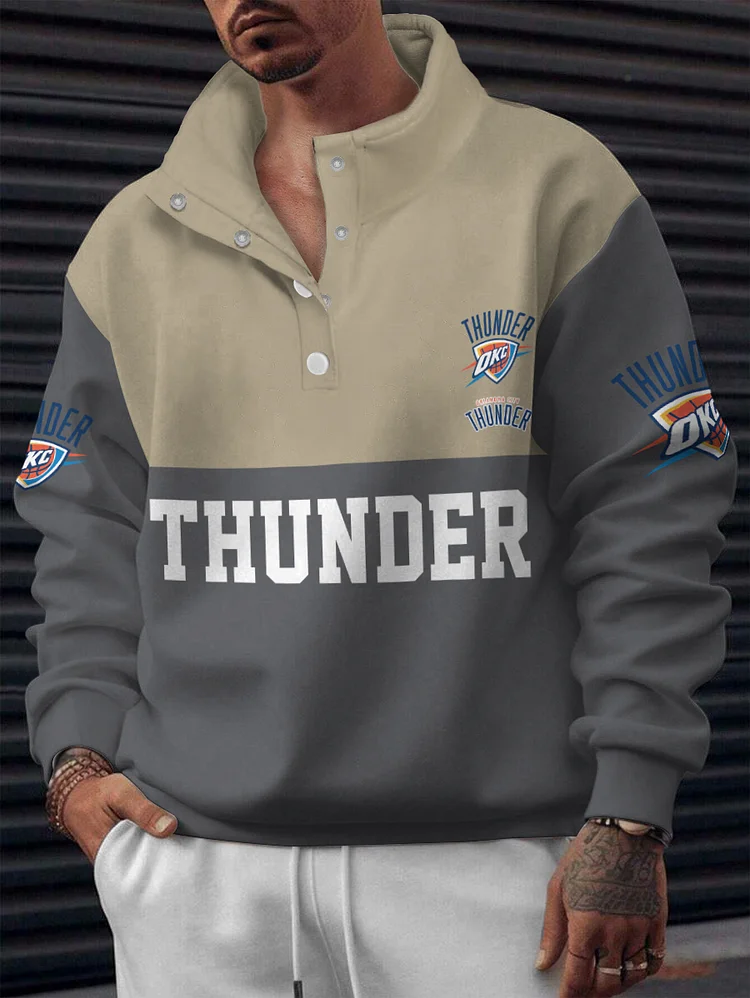 Oklahoma City Thunder 2025 New Design Casual Snap Mockneck Pullover