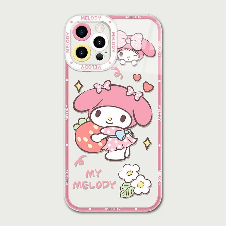 Sanrio Kuromi Cartoon Mobile Case With Wallet lanyard For iPhone 14 13 12  11 Pro Max Mini XR X XS MAX Plus Anti-drop Soft Cover 