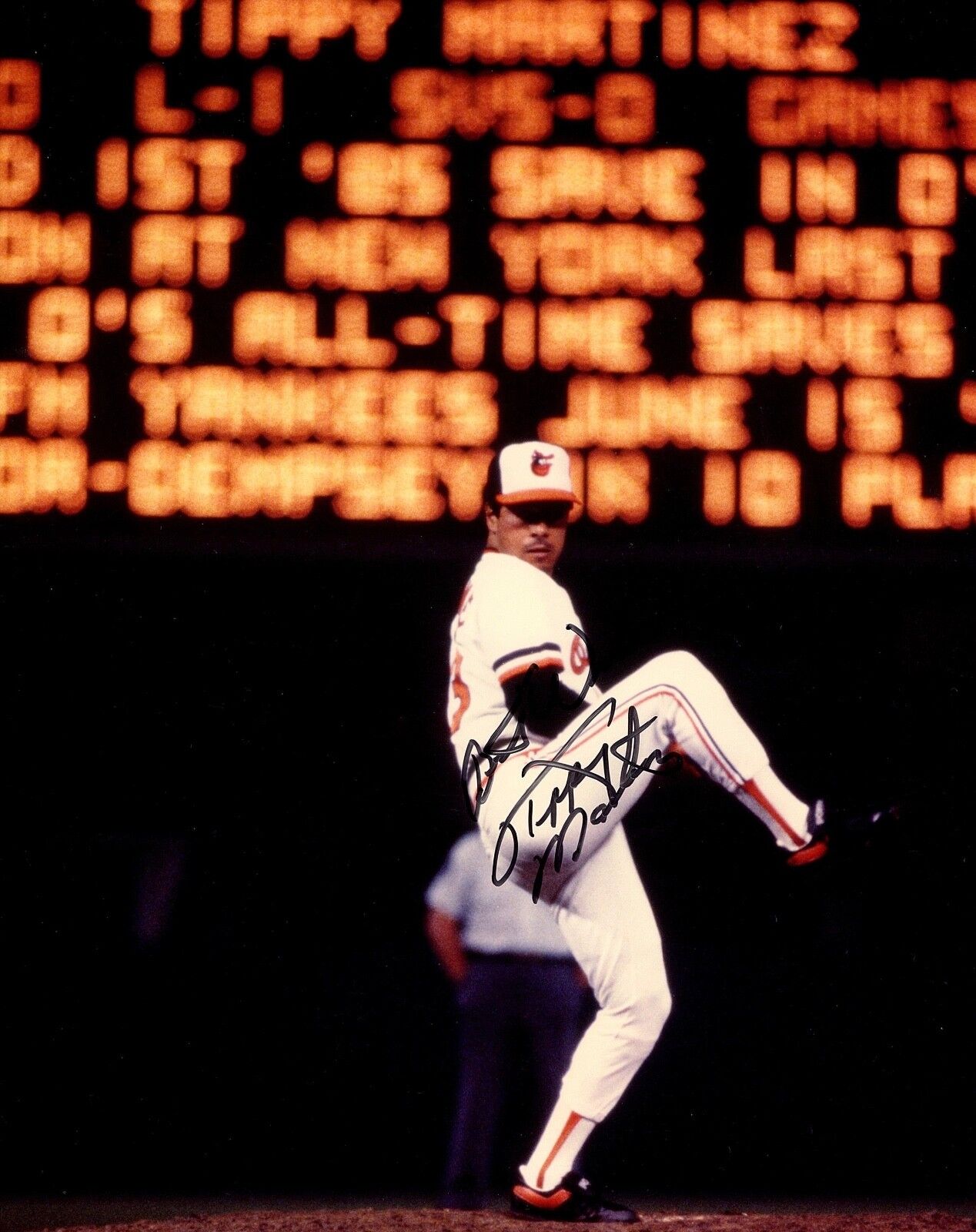 TIPPY MARTINEZ AUTOGRAPHED HAND SIGNED 8x10 Photo Poster painting BALTIMORE ORIOLES w/COA