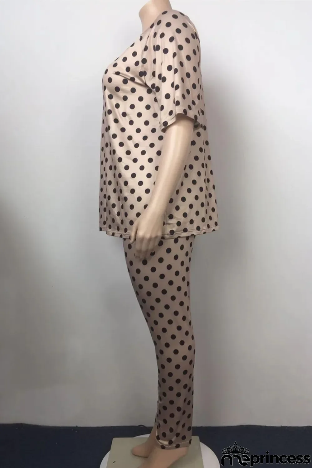 Multicolor Fashion Casual Print Basic O Neck Plus Size Two Pieces