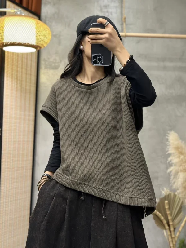 Irregular Knit Sleeveless Vest