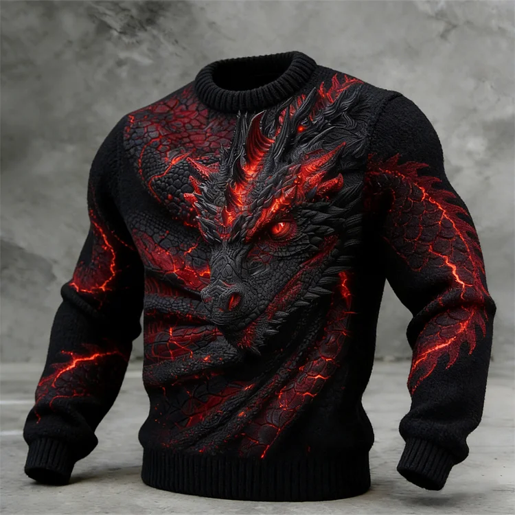 Celtic Flame Dragon Pattern Men's Cozy Sweater
