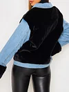 Fashion Contrast Color Buttoned Lambskin Warmth Jacket