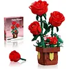 Artificial Flower Building Blocks for Adults Women for Home Office Decor (Rose)