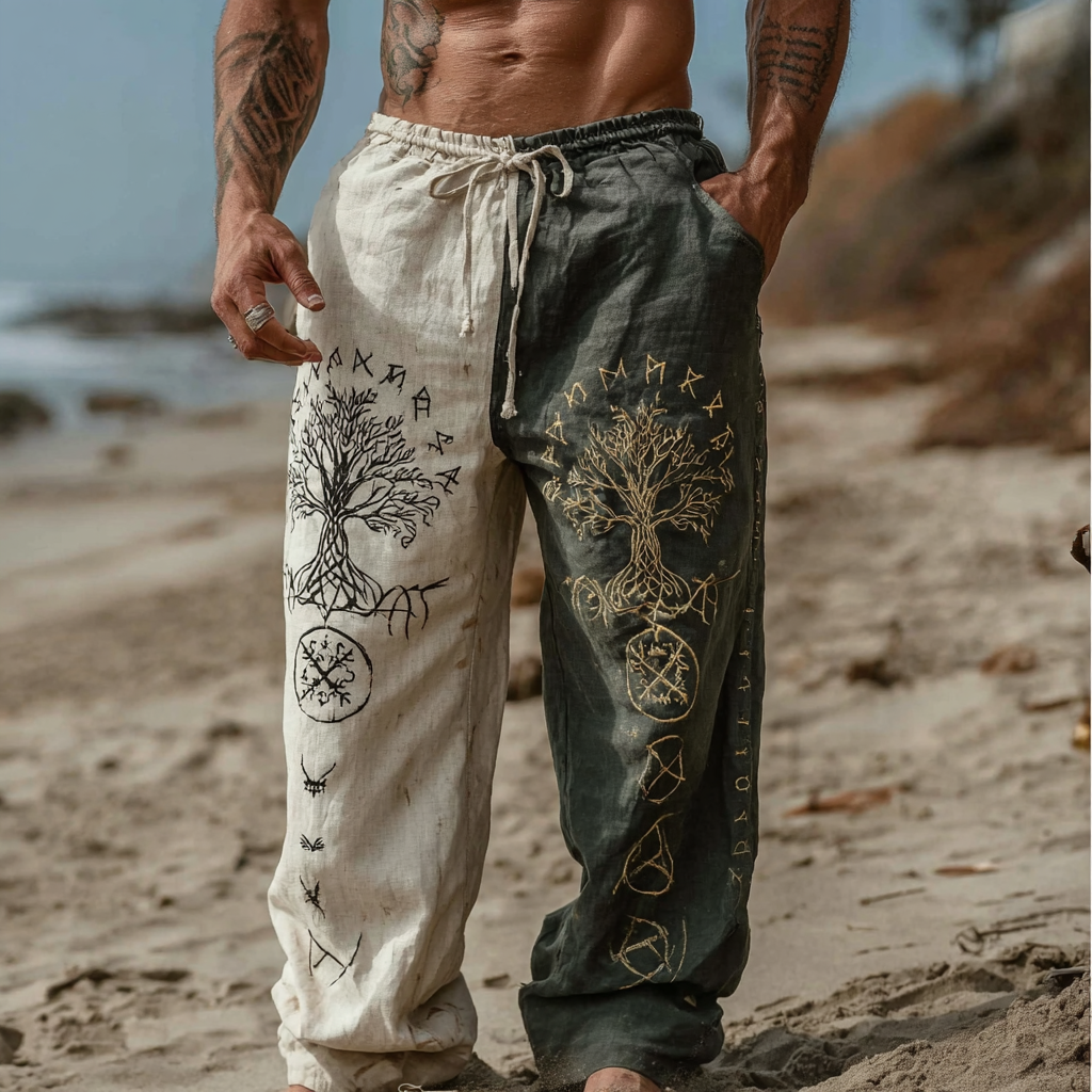 Men's Vintage Viking Yggdrasil Tree Of Life Inspired Summer Casual Pants / Rvogue / Rvogue