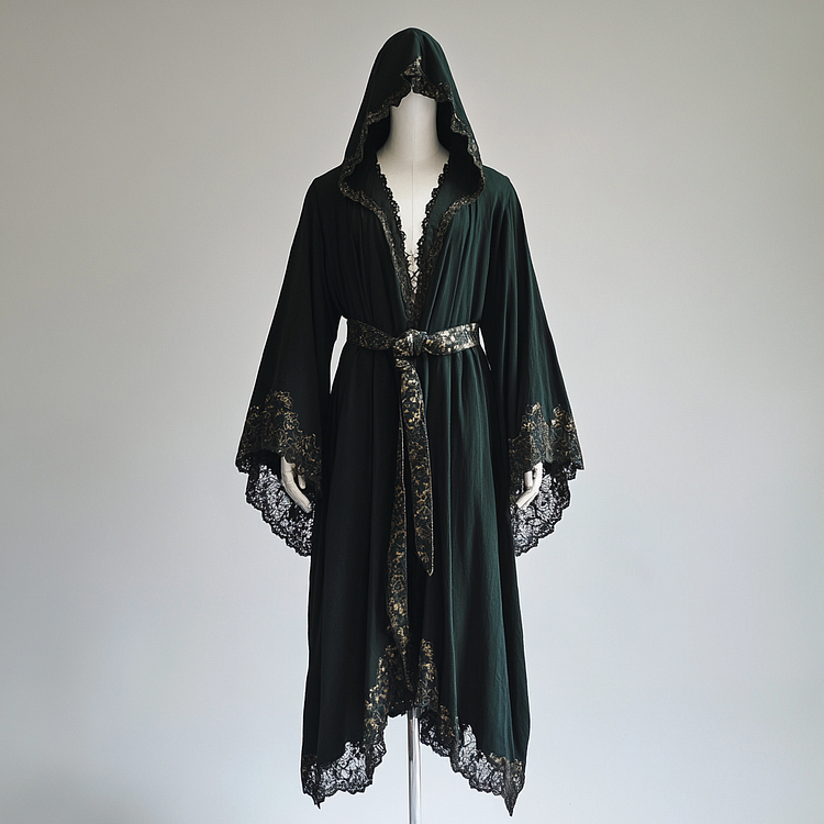 Hooded lace lace embroidery hooded robe cape 153d
