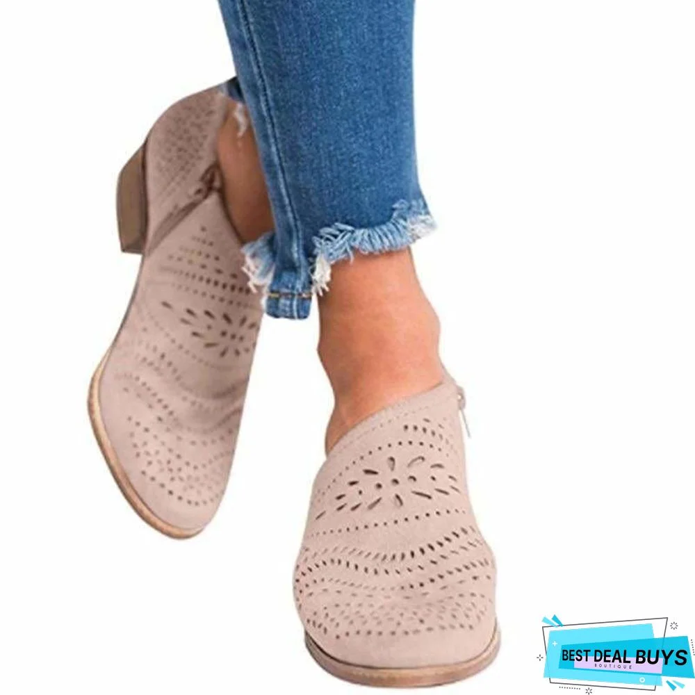 Leisure Hollow Low-heeled Shoes Women Sandals