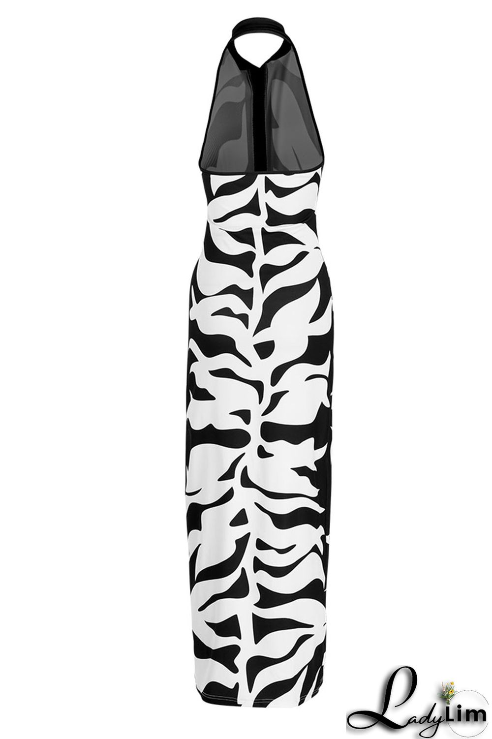 Black Sexy Print Split Joint Buckle Turndown Collar One Step Skirt Dresses