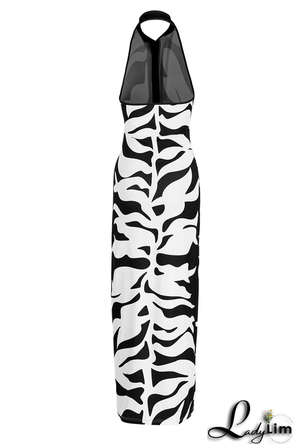 Black Sexy Print Split Joint Buckle Turndown Collar One Step Skirt Dresses