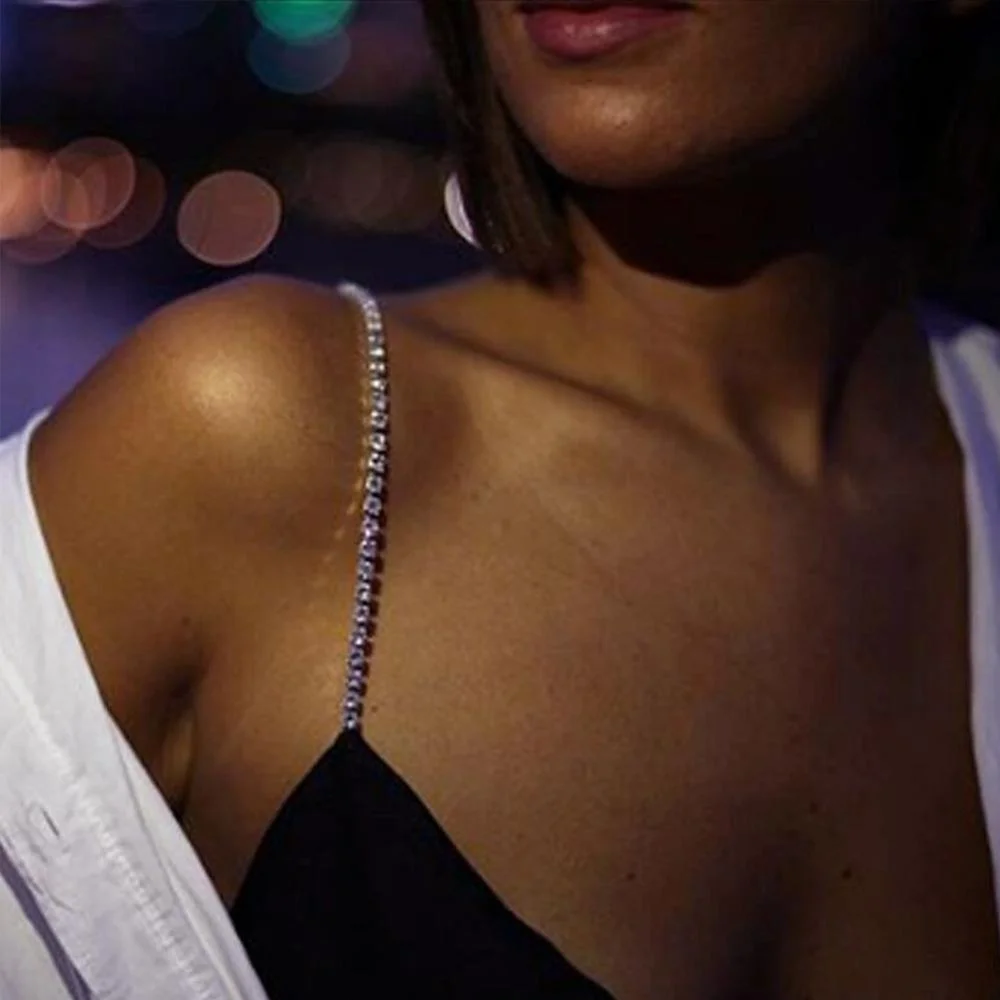 Rhinestone Women Adjustable Body Crystal Shoulder Strap-VESSFUL