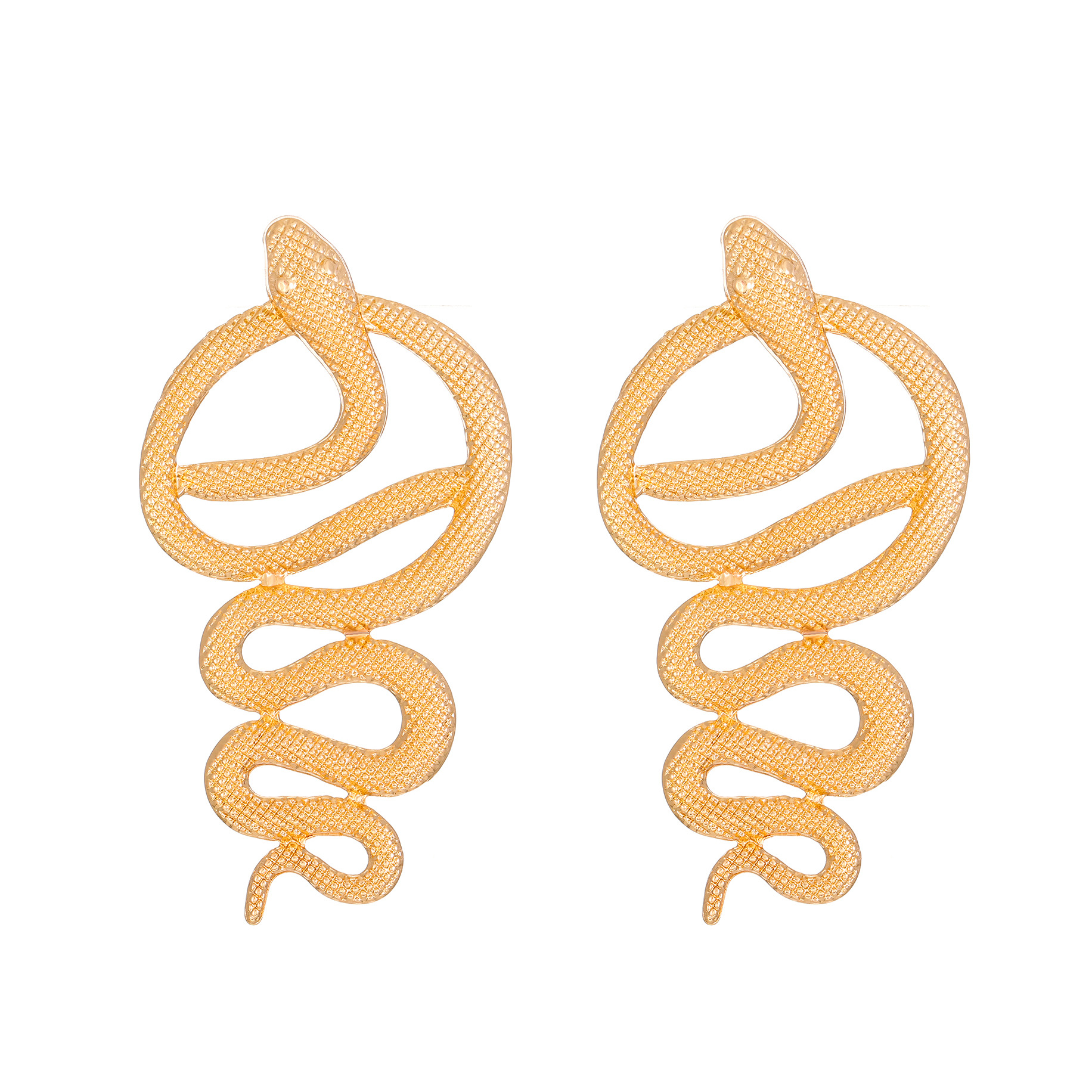 Round Snake Gold-Plated Earrings