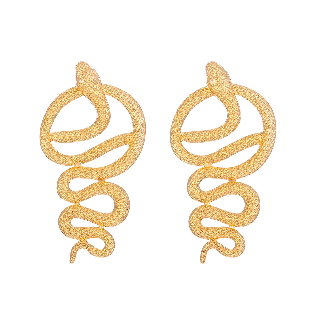Round Snake Gold-Plated Earrings