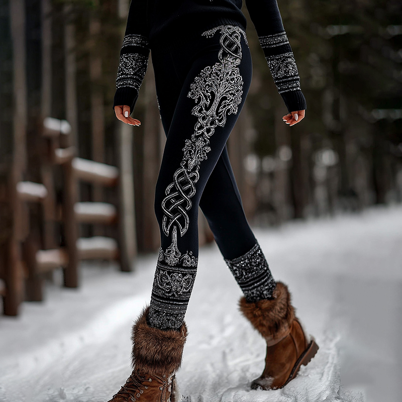 Women's Viking Style Life Of Tree Celtic Graphic Leggings elevenforest