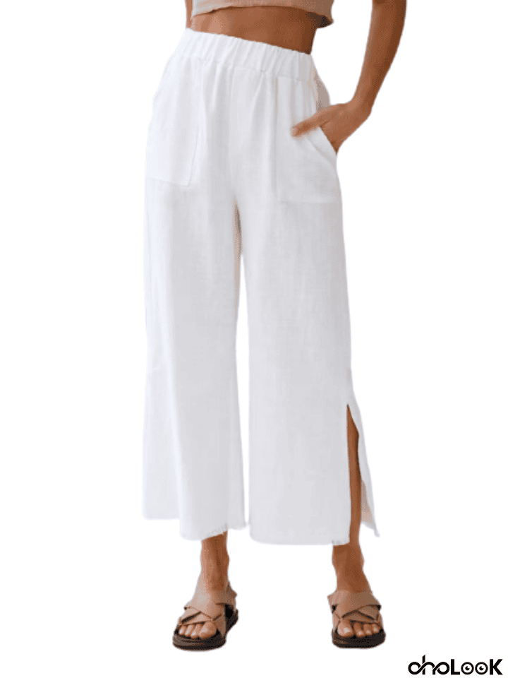 Casual Solid Color Loose Wide Leg Pants