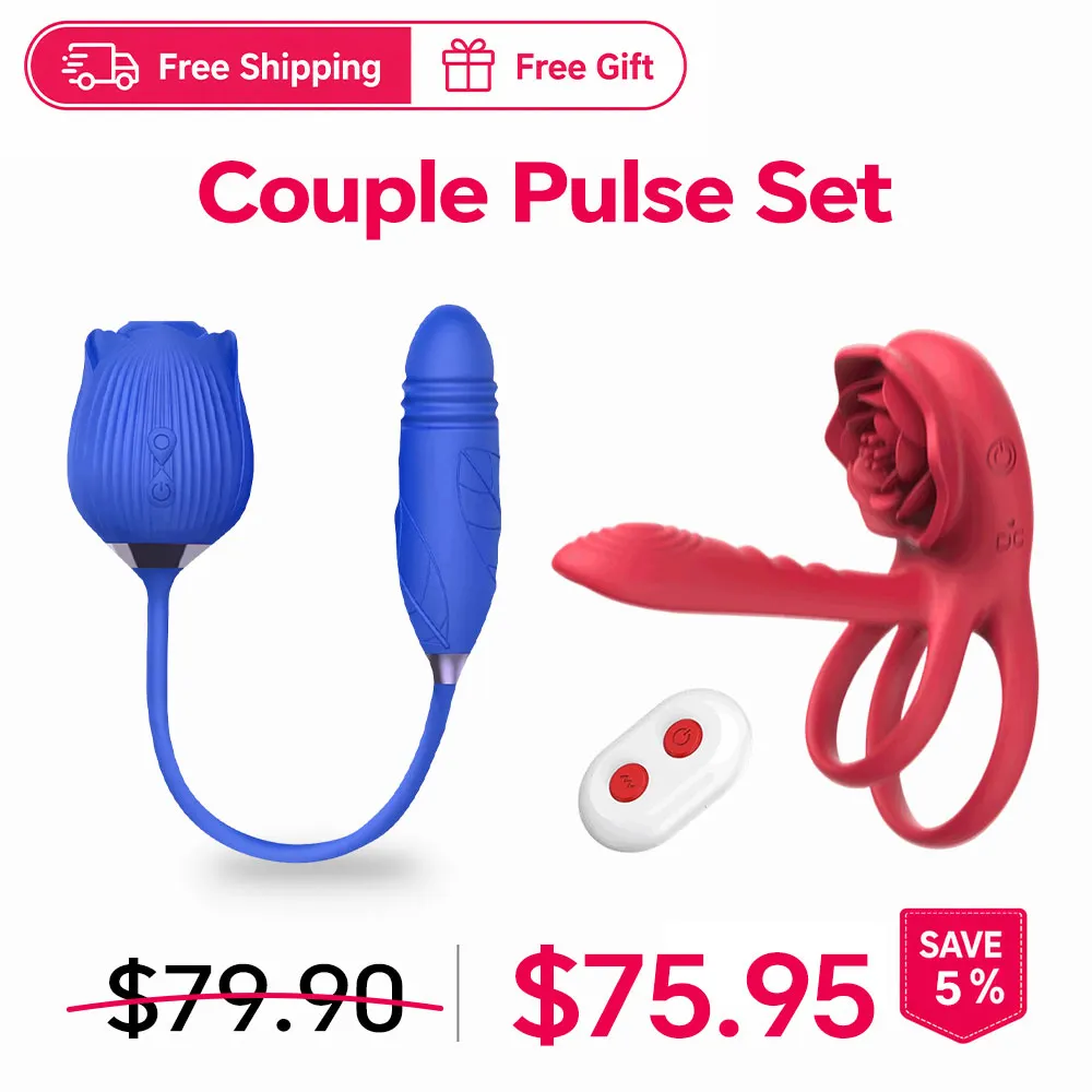 Blue Ros&eacute;Trio 3-in-1 Rose Toy - Suction, Thrusting