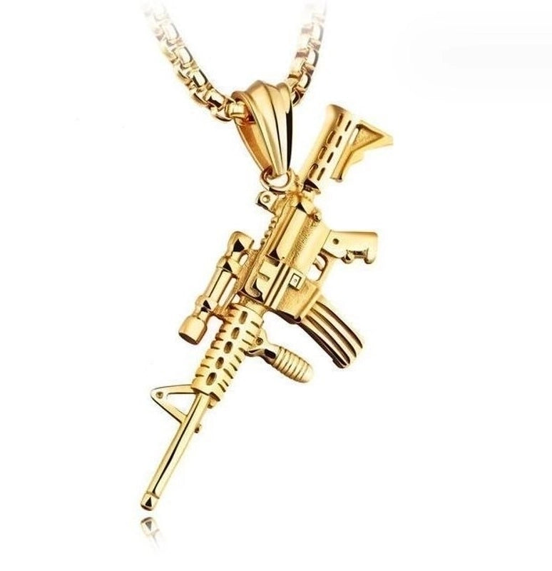 Casual Classic Style Cross Pistol Solid Color Alloy Plating Men's Pendant Necklace