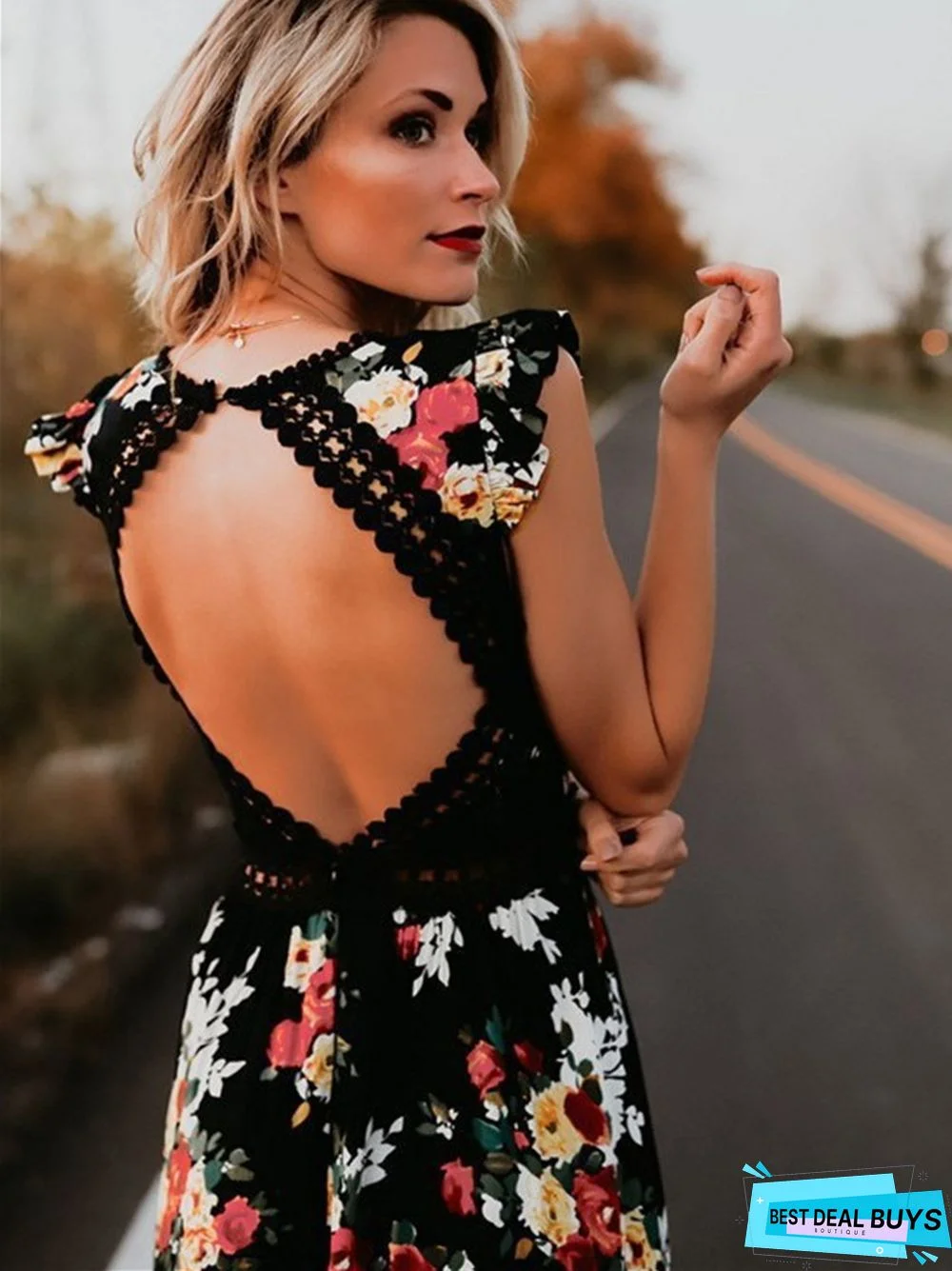 European and American Popular Dress Sleeveless Printing Irregular Dress Women