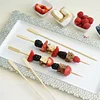 100 Pack | 10" Eco Friendly Paddle Party Picks, Bamboo Skewers, Decorative Top Cocktail Sticks