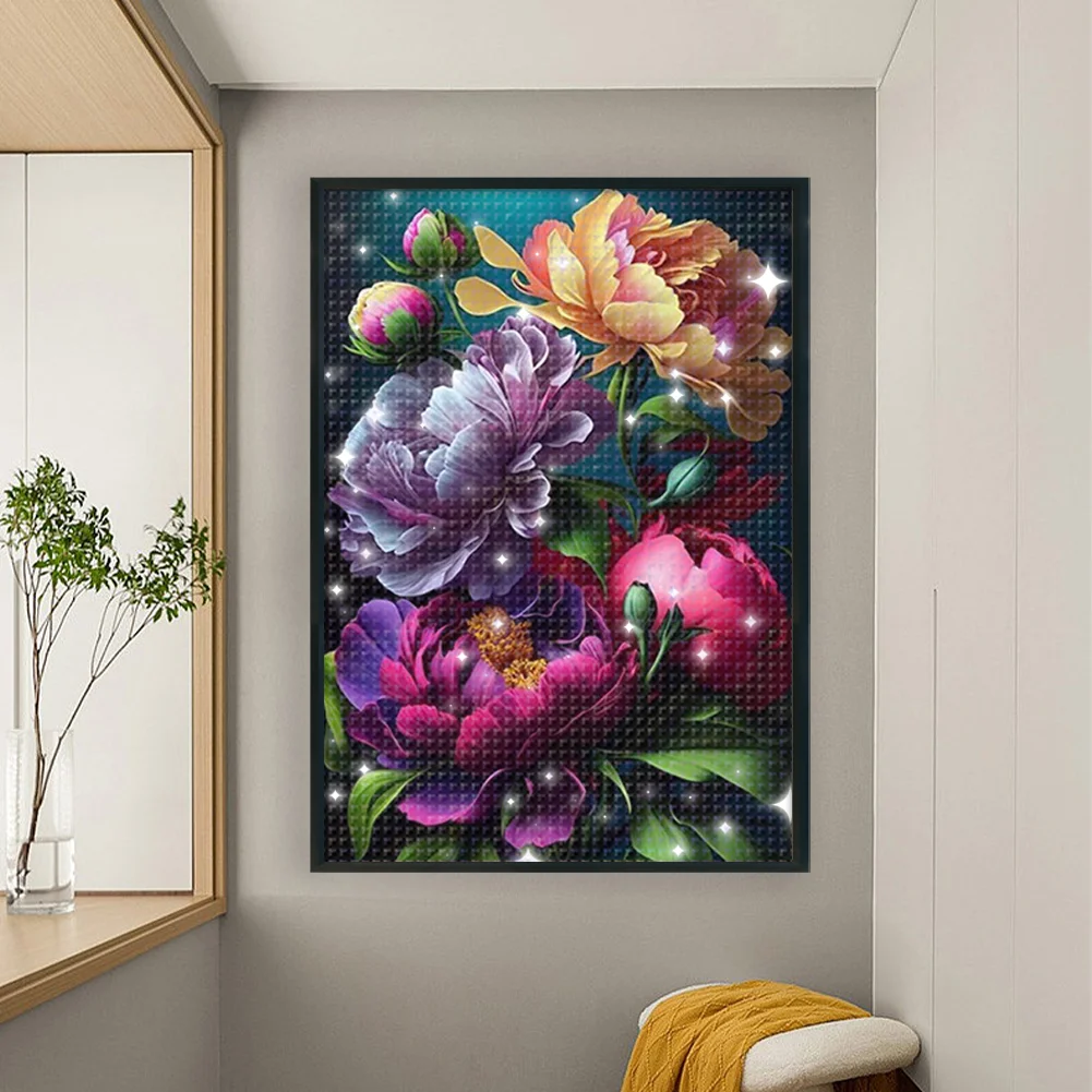 9CT Full Stamped Cross Stitch Bead Embroidery- Flower(Canvas|50*69CM)