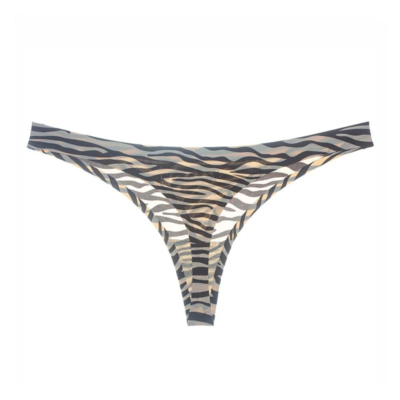 Sexy Low Waist Panties Women G Strings Comfort Ice Silk Breathable Intimates Underwear Leopard Seamless Lingerie Thongs lenceria