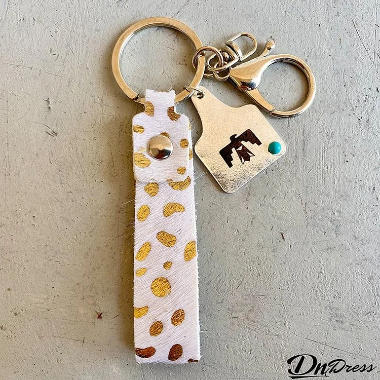 Genuine Leather Alloy Keychain