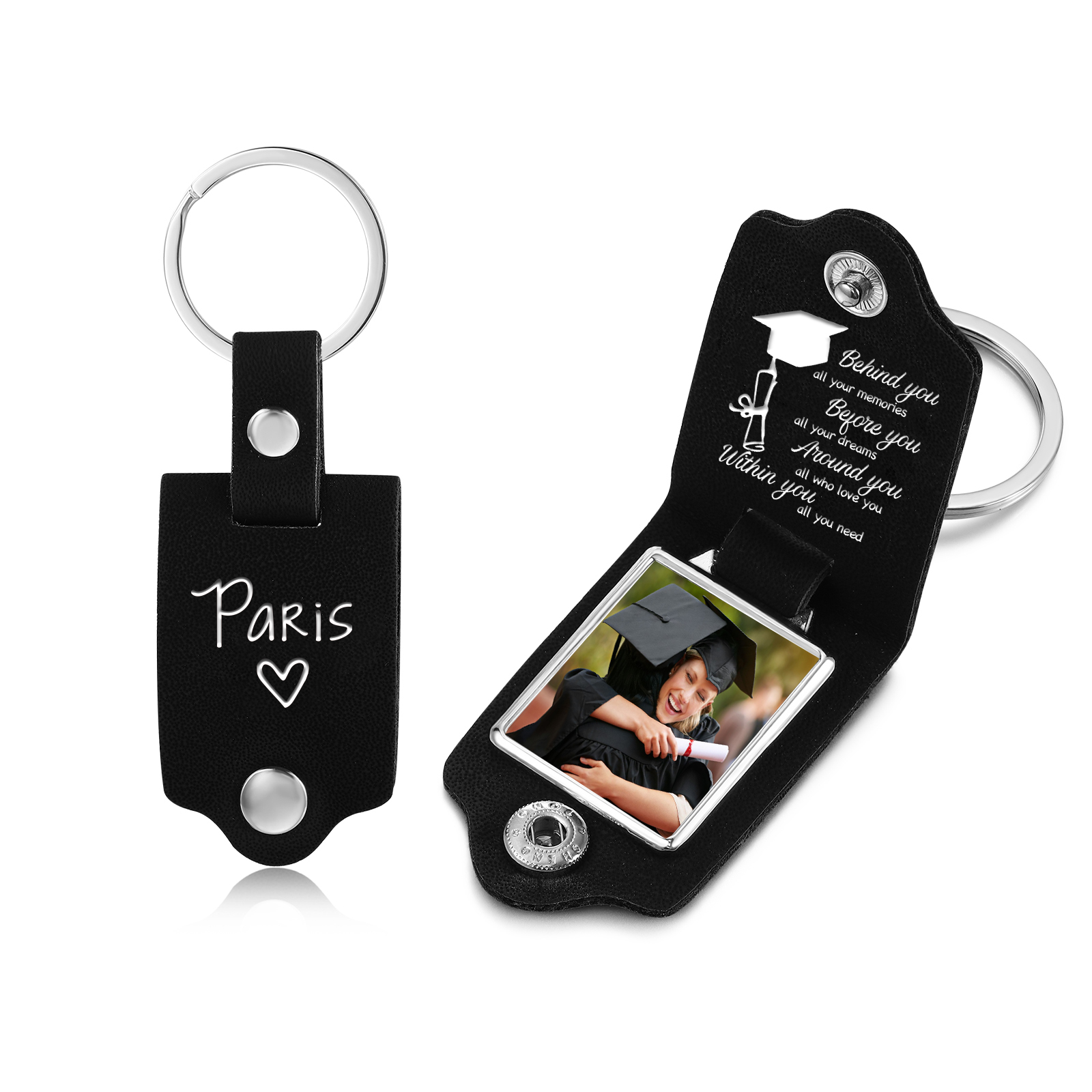 Personalised Graduation Leather Keychain Custom Name & Photo Keychain Graduation Gift for Him/Her-Jessemade AU