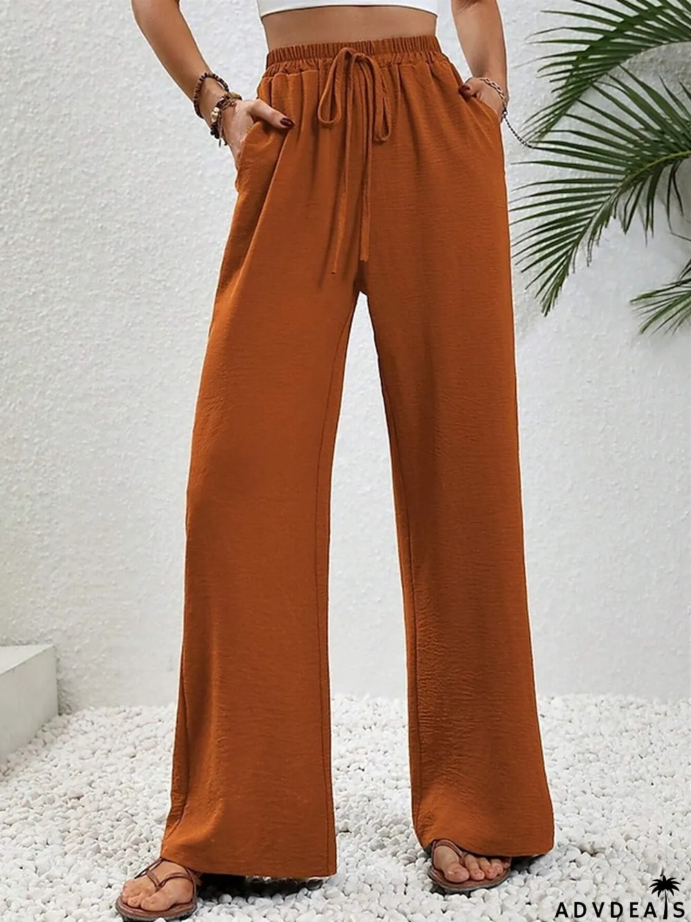 Women's Wide Leg Pants Trousers Full Length Fashion Streetwear Street Daily Apricot Black S M Fall Winter