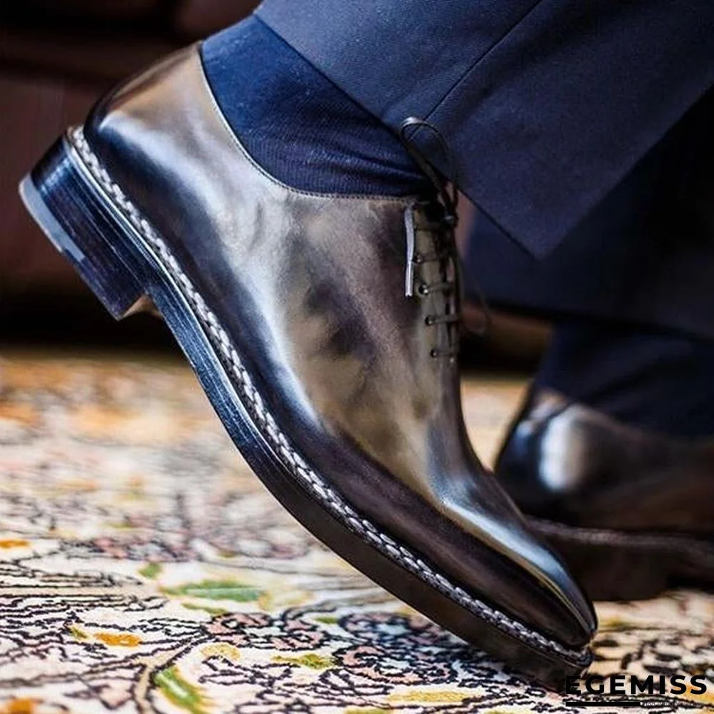 Bronze-color Effect Squared Toe Leather Shoes Classic Derby Shoes | EGEMISS