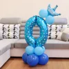 10PCS Blue Pink Party 0 - 9 Numbers Aluminum Film Latex Balloons Birthday Anniversary Decors
