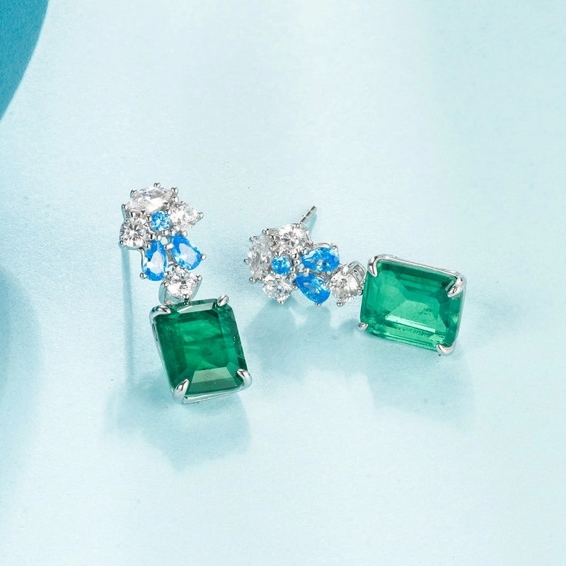 1 Pair Elegant Shiny Geometric Water Droplets Inlay 925 Sterling Silver High Carbon Diamond Drop Earrings