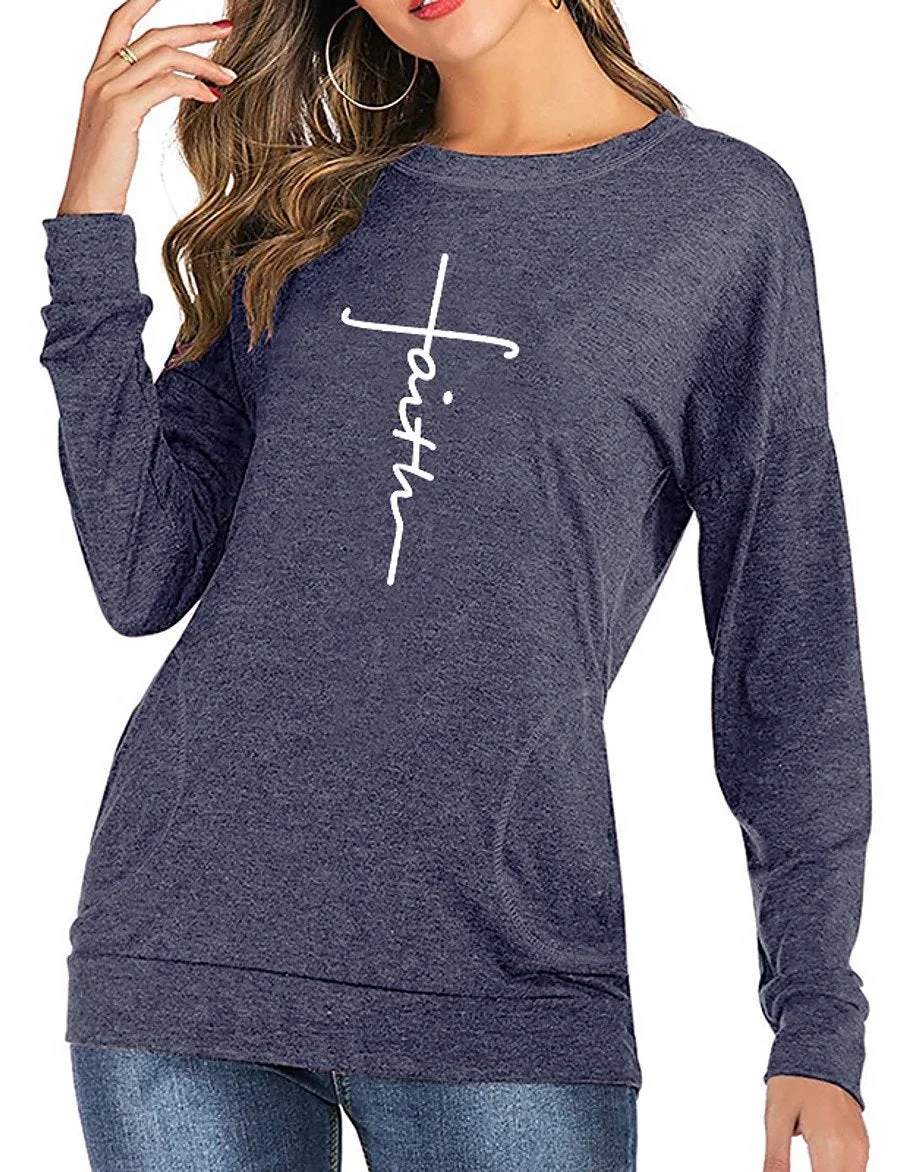 Faith Long Sleeve Round Neck Women's Long Shirt