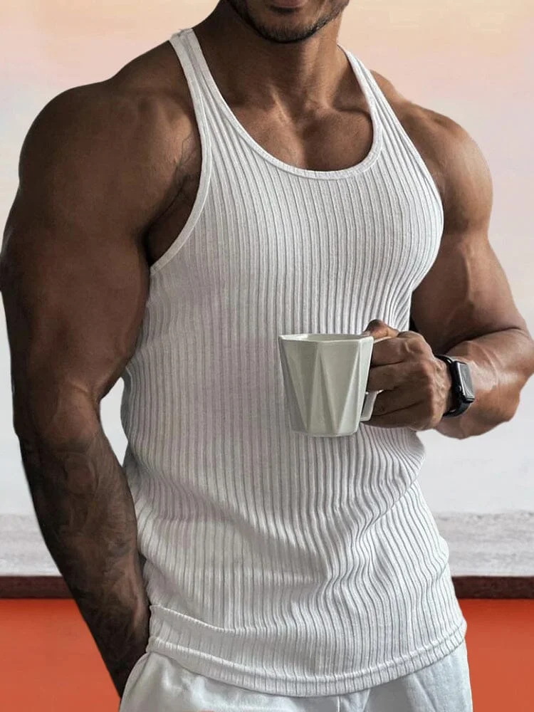 Solid Slim Fit Gym Knitted Tank Top QueenFunky