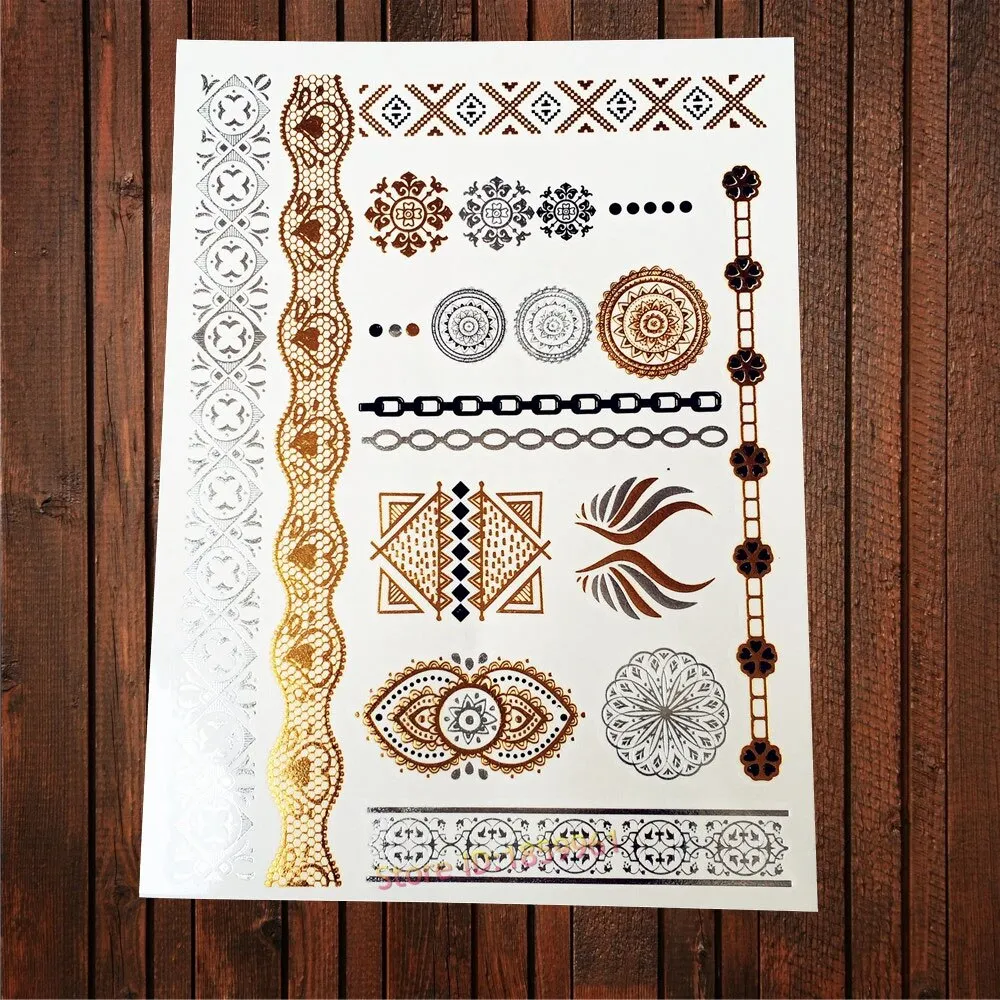 Sdrawing Big Size Gold Flying Butterfly Flash Tattoo Jewel Sticker ACT-199 Henna Bracelet 3D Makeup Butterfly Waterproof Tattoo Women