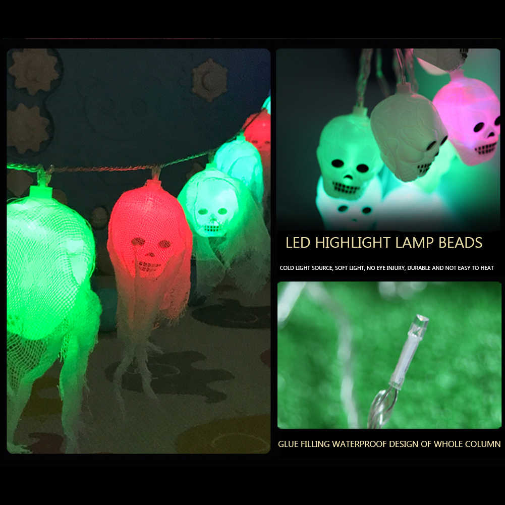 

10/20LED Halloween Skull String Lights DIY Hanging Skeleton Lamp Decoration, 501 Original