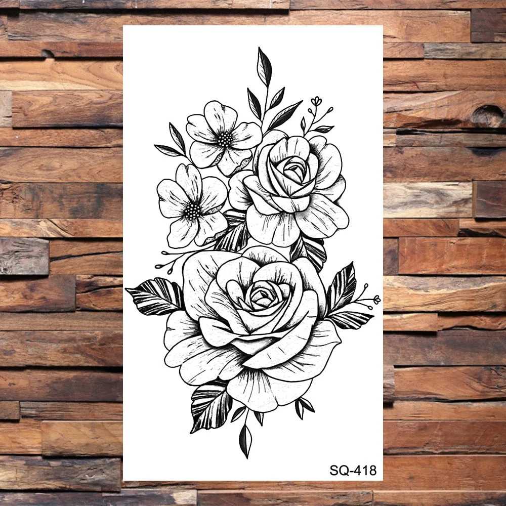 Small Forest Pine Tree Temporary Tattoos For Women Men Realistic Whale Mountain Sea Wave Fake Tattoo Sticker Arm Body Tatoos