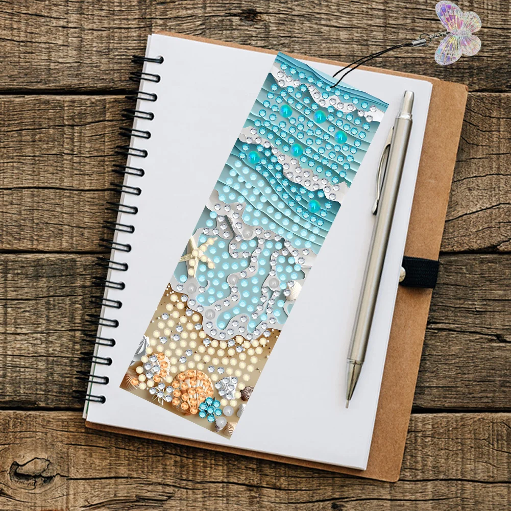 4Pcs DIY Beach Starfish Special Shape Diamond Painting Bookmark Art Project for Book Lovers