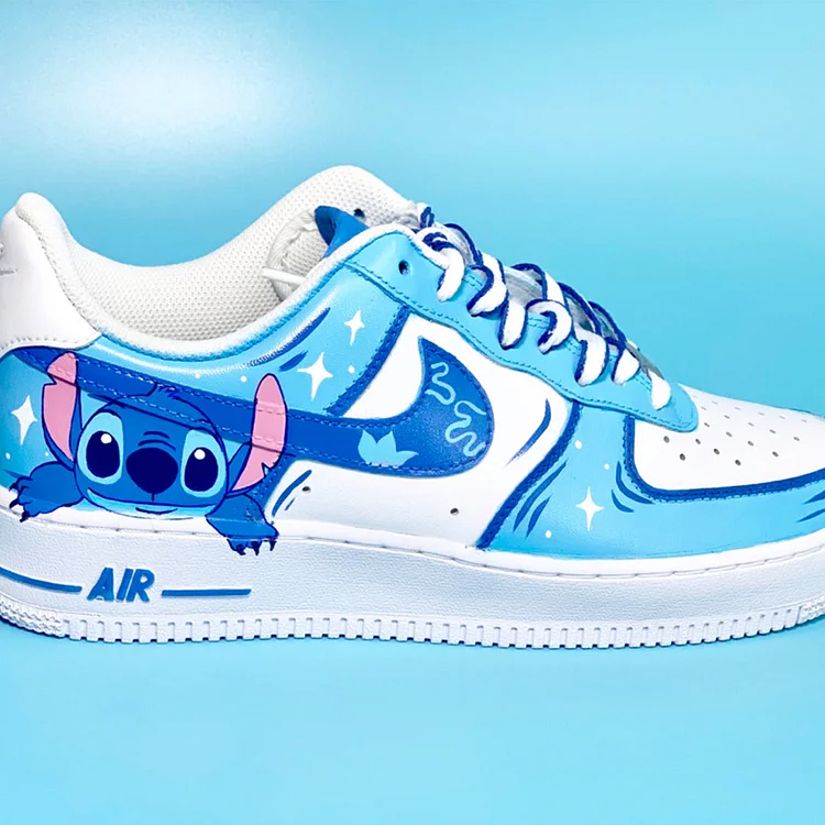 Custom Hand-Painted Sneakers- "Extraterrestrial Life-form Resembling Blue Koala"