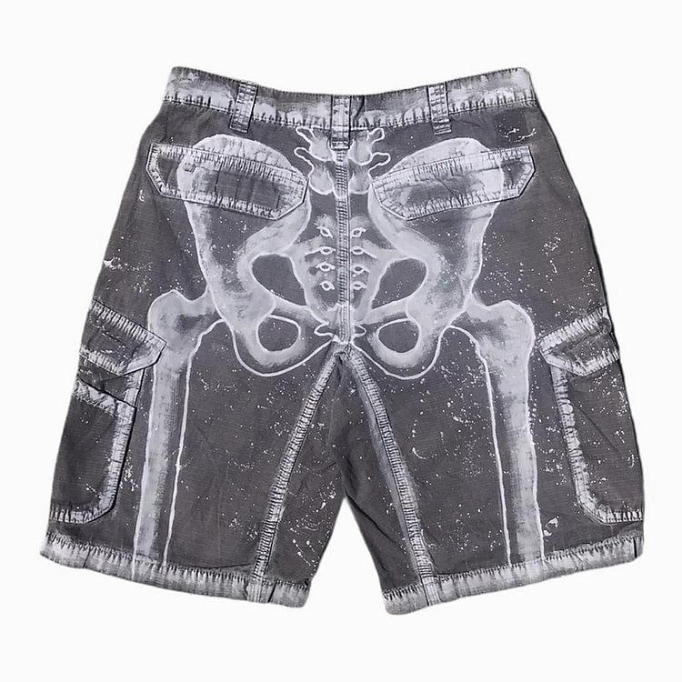 Men's Washed Skull Casual Shorts