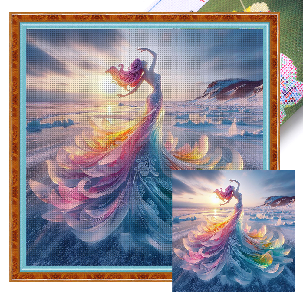 Gorgeous Skirt Girl Full 14CT Pre-stamped Canvas(40*40cm) Cross Stitch